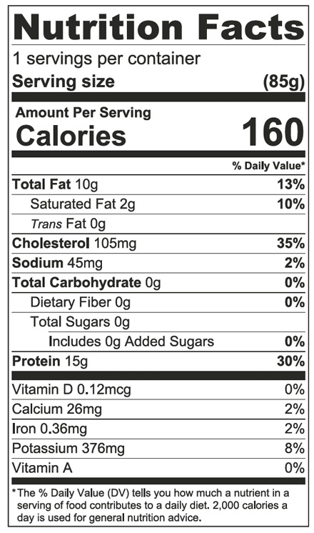 Nutrition facts about Nile Perch