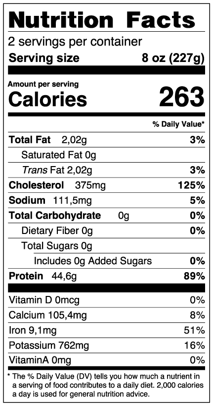 Nutrition facts about Giant Squid Tentacles (Raw)