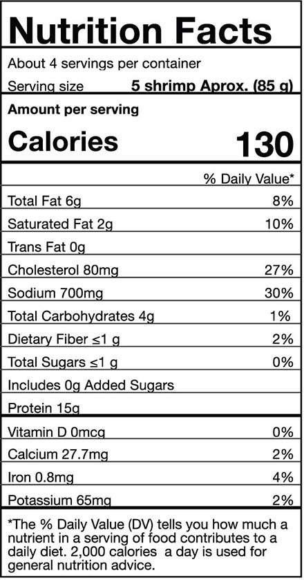 Nutrition facts about Breaded Shrimp